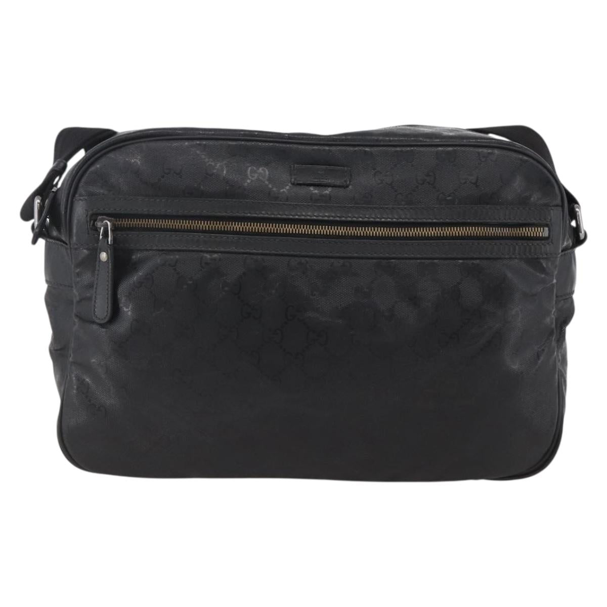 GUCCI GG Implementation Shoulder Bag PVC Black Silver 211107 Auth bs33520
