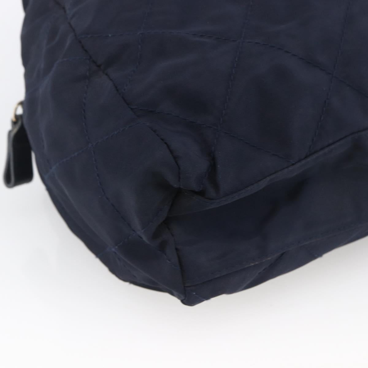 PRADA Chain Shoulder Bag Nylon Navy Gold Auth bs33521