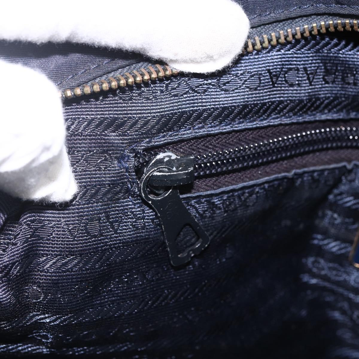 PRADA Chain Shoulder Bag Nylon Navy Gold Auth bs33521
