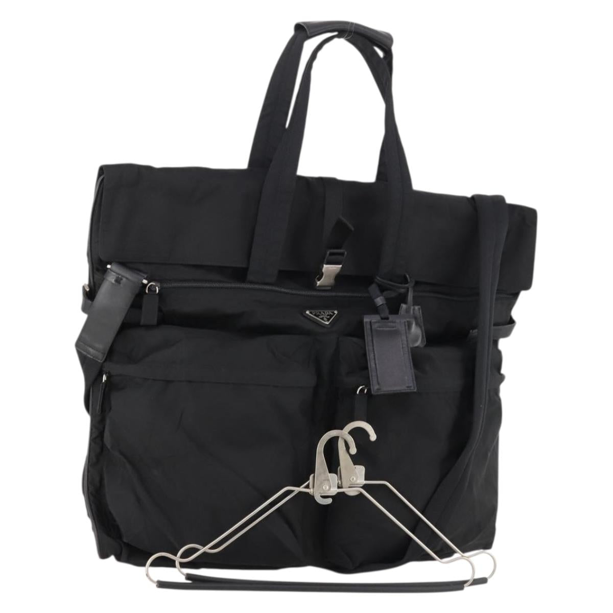 PRADA Garment Cover Nylon Black Silver Auth bs33522