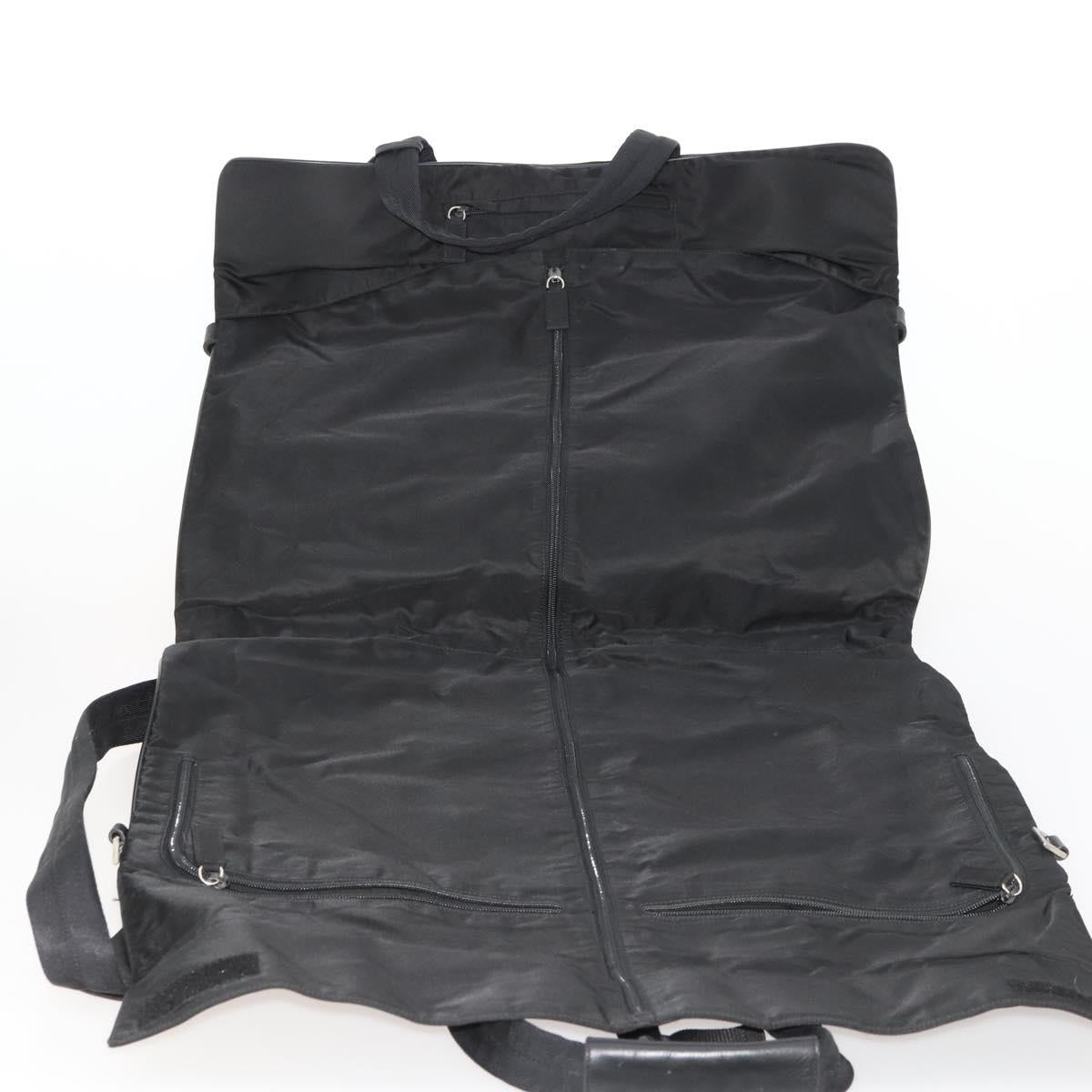 PRADA Garment Cover Nylon Black Silver Auth bs33522
