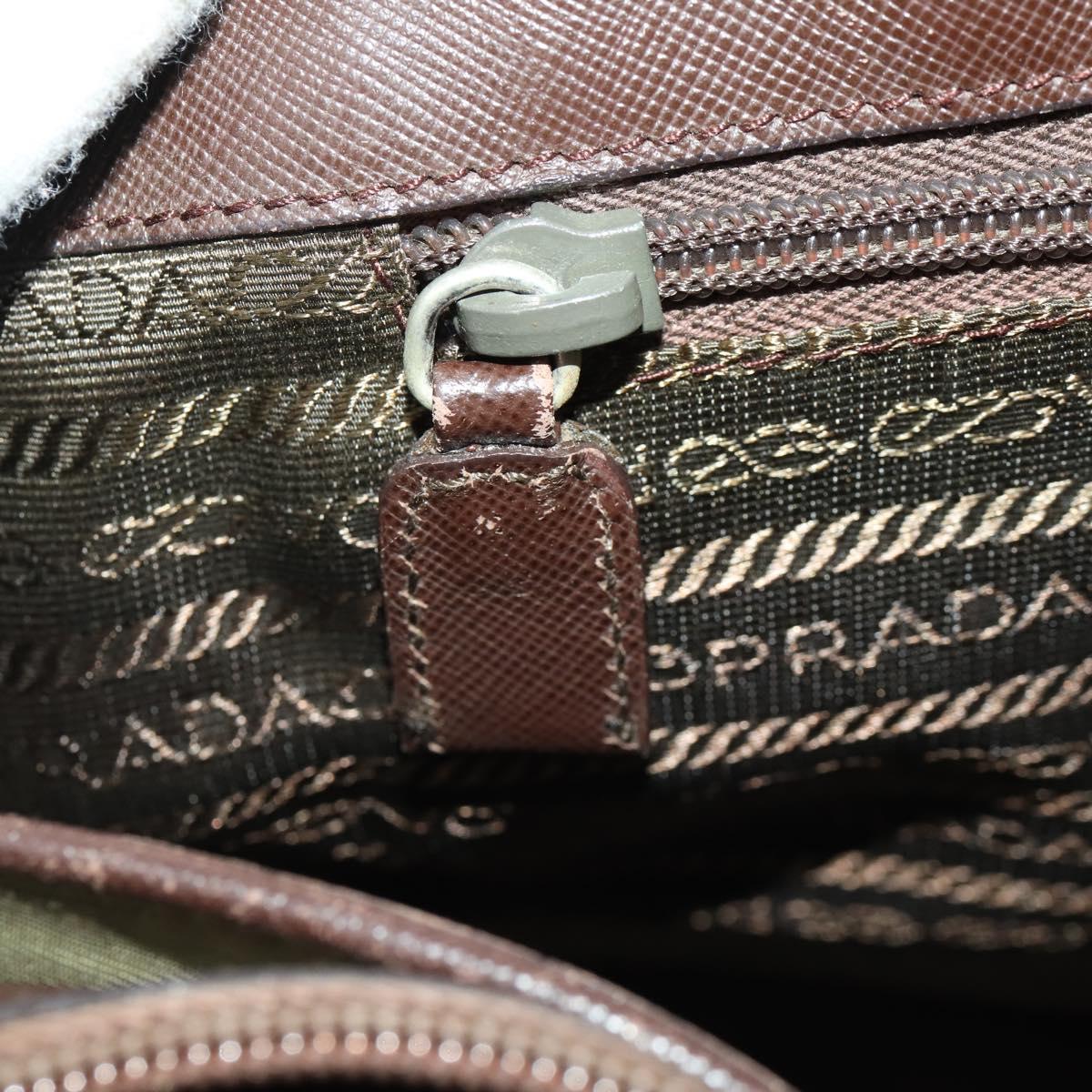 PRADA Shoulder Bag Nylon Silver Khaki Auth bs33524