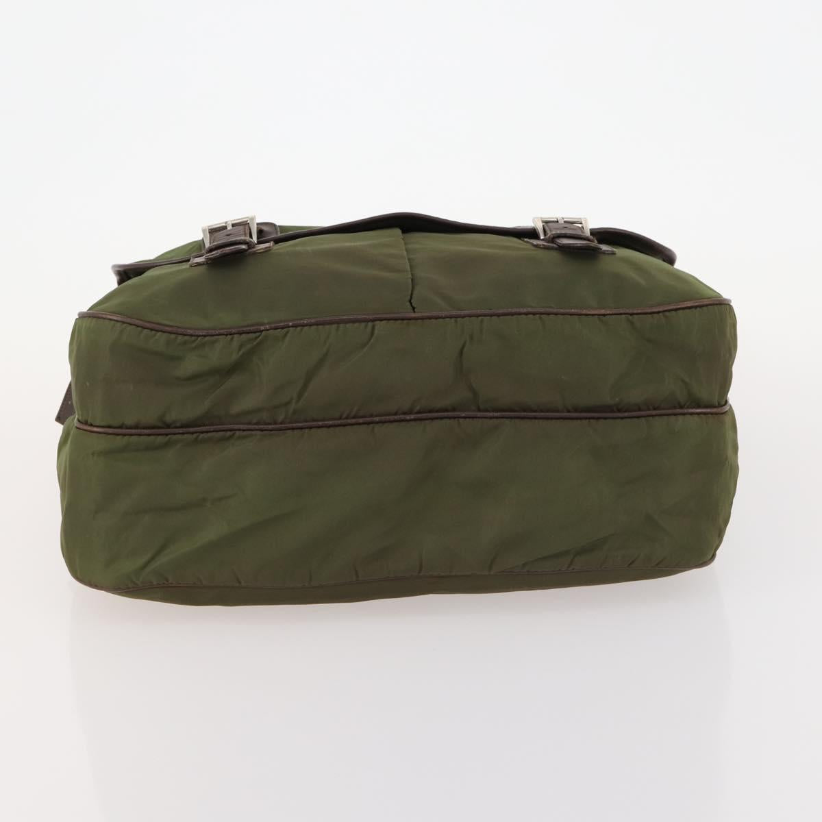 PRADA Shoulder Bag Nylon Silver Khaki Auth bs33524