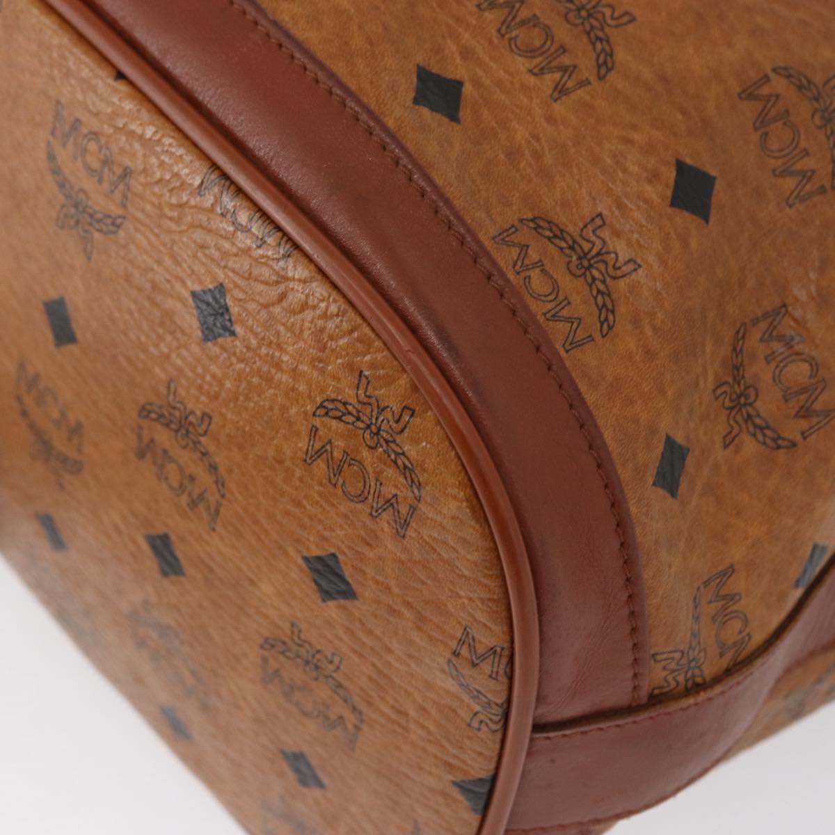 MCM Vicetos Logogram Shoulder Bag PVC Leather Brown Gold Auth bs33527