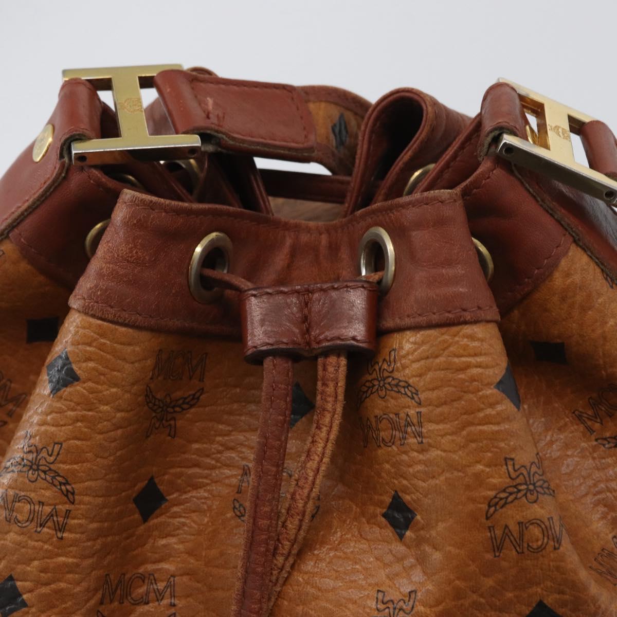 MCM Vicetos Logogram Shoulder Bag PVC Leather Brown Gold Auth bs33527