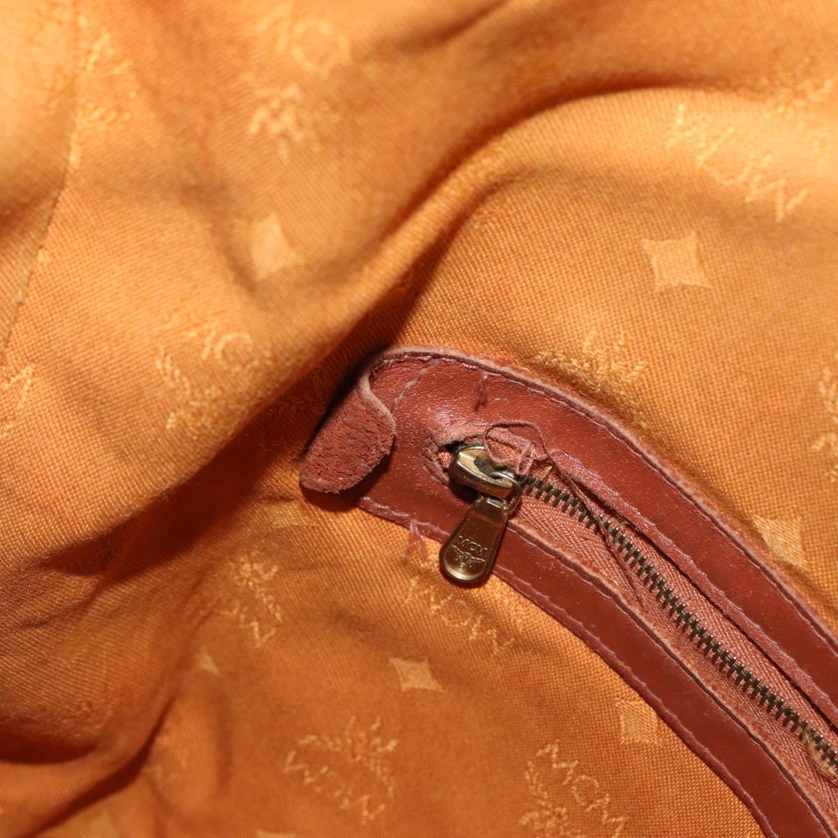 MCM Vicetos Logogram Shoulder Bag PVC Leather Brown Gold Auth bs33527