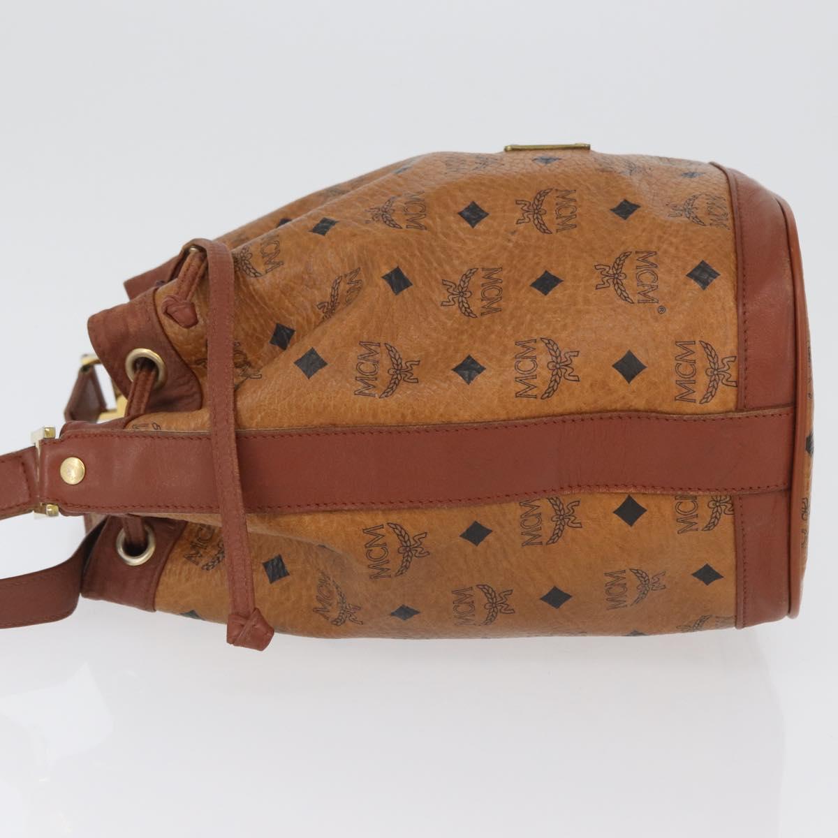 MCM Vicetos Logogram Shoulder Bag PVC Leather Brown Gold Auth bs33527