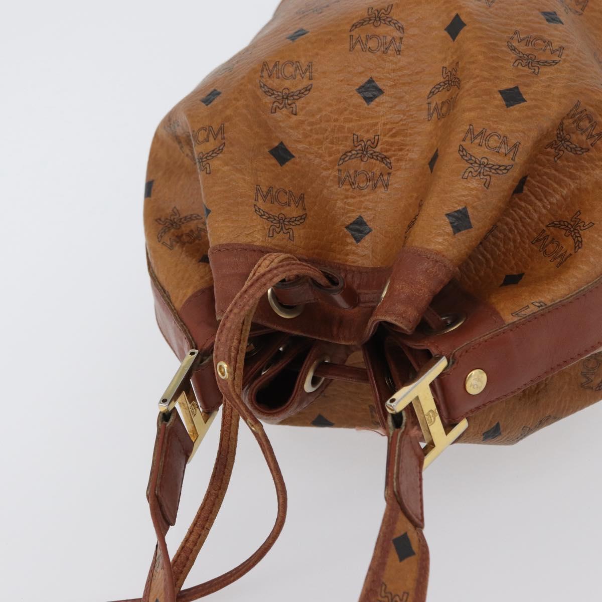 MCM Vicetos Logogram Shoulder Bag PVC Leather Brown Gold Auth bs33527