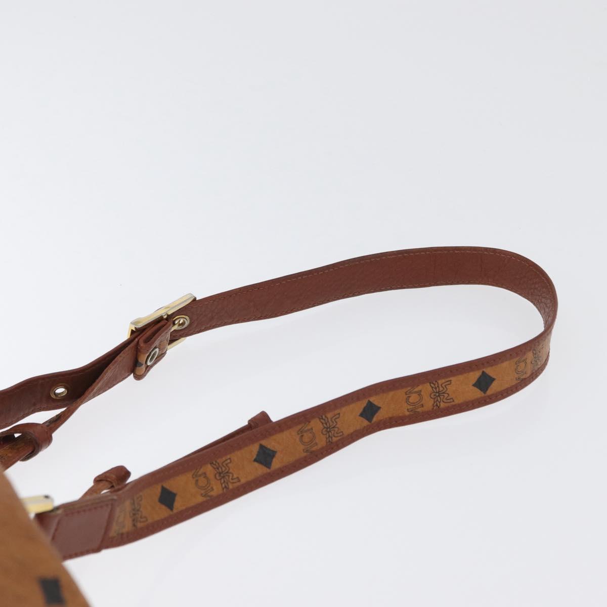 MCM Vicetos Logogram Shoulder Bag PVC Leather Brown Gold Auth bs33527