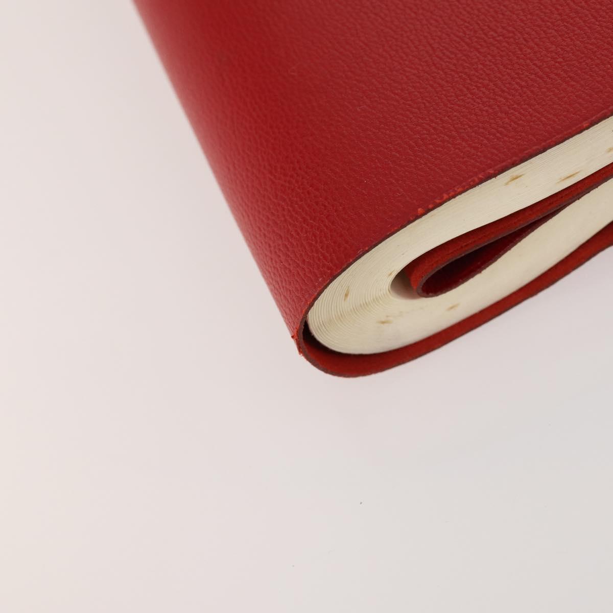 HERMES Day Planner Cover Leather Red Silver Auth bs33529