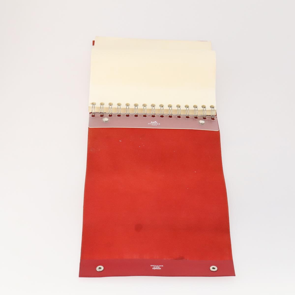 HERMES Day Planner Cover Leather Red Silver Auth bs33529