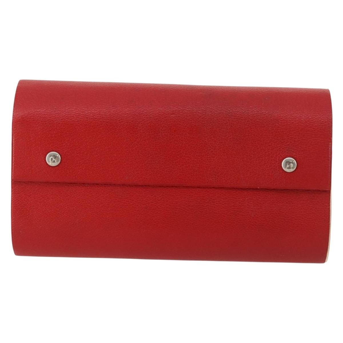 HERMES Day Planner Cover Leather Red Silver Auth bs33529
