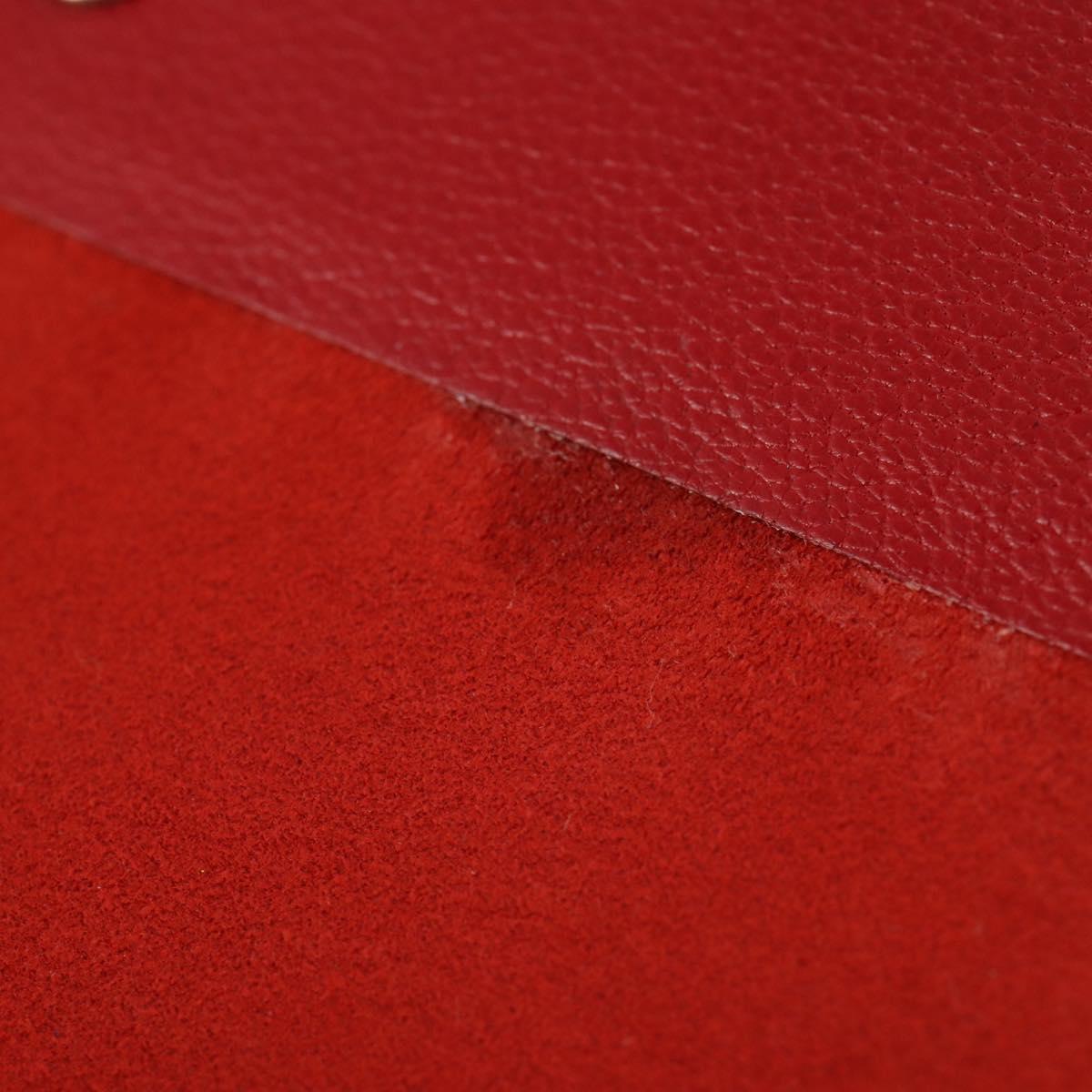 HERMES Day Planner Cover Leather Red Silver Auth bs33529