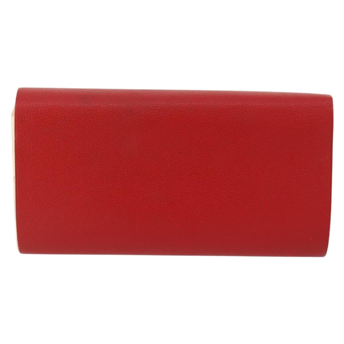 HERMES Day Planner Cover Leather Red Silver Auth bs33529