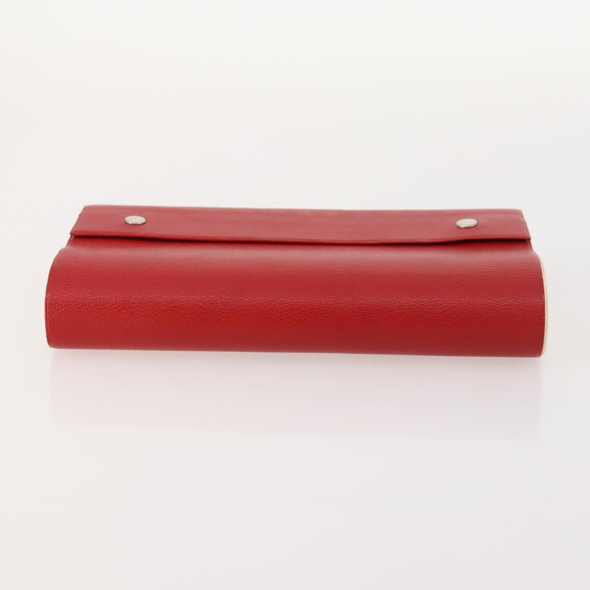 HERMES Day Planner Cover Leather Red Silver Auth bs33529