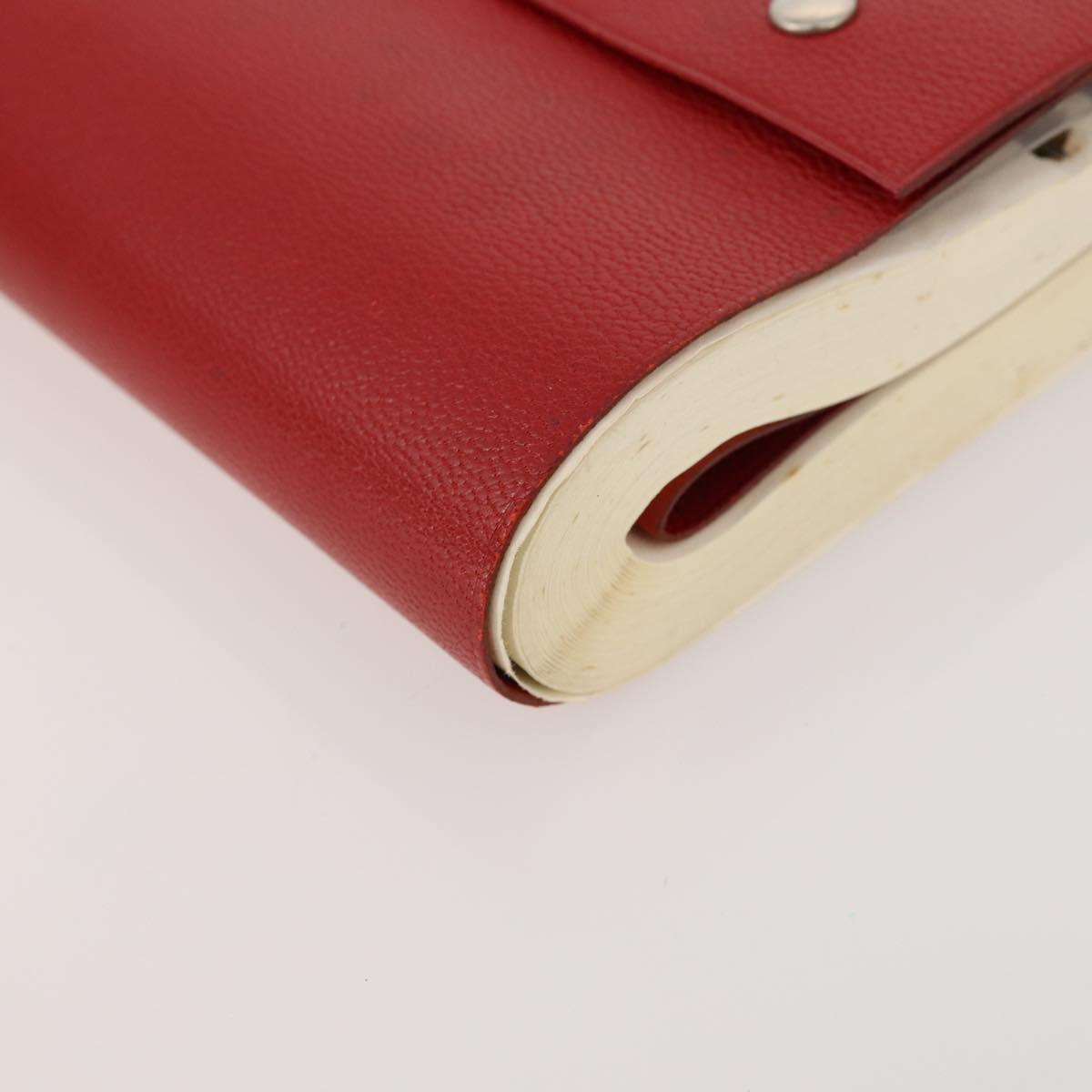 HERMES Day Planner Cover Leather Red Silver Auth bs33529