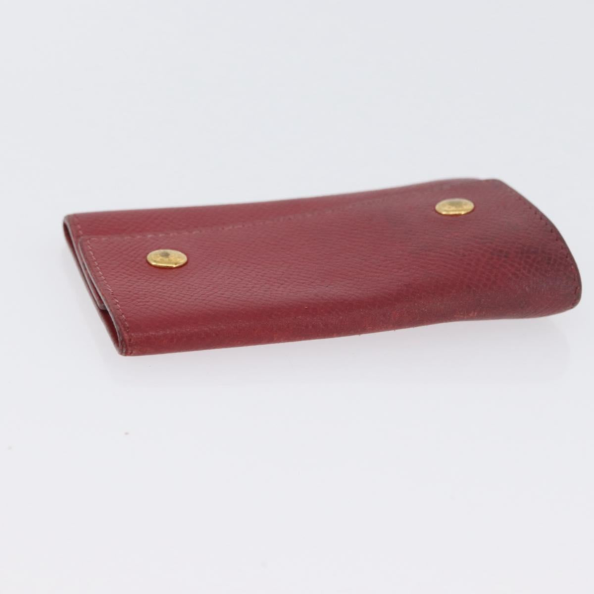 HERMES Wallet Leather 2 Set Red Pink Auth bs33530