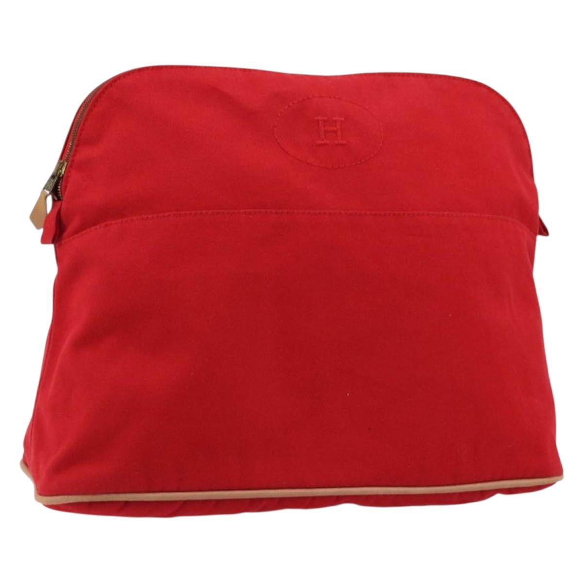 HERMES Bolide Pouch GM Canvas Red Auth bs33532