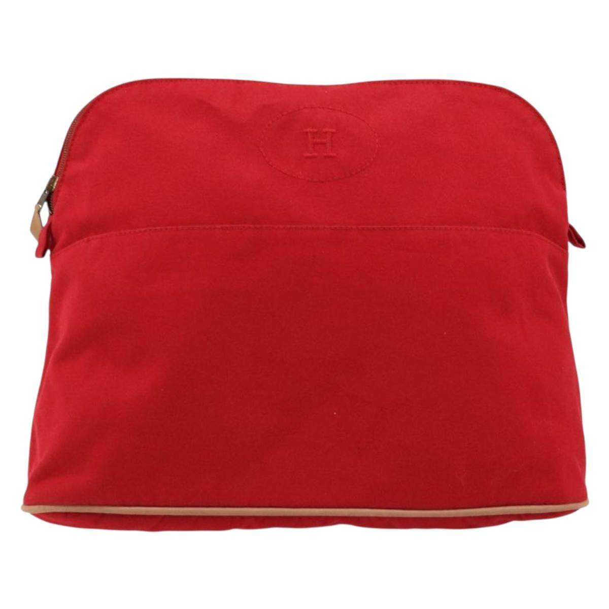 HERMES Bolide Pouch GM Canvas Red Auth bs33532