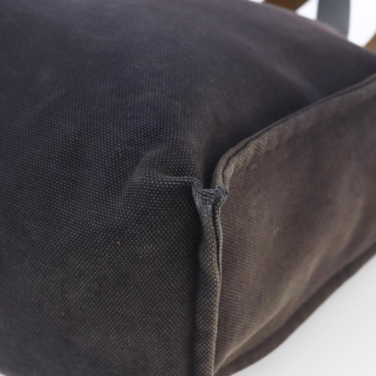HERMES Etriviere Tote Bag Canvas Black Silver Auth bs33533