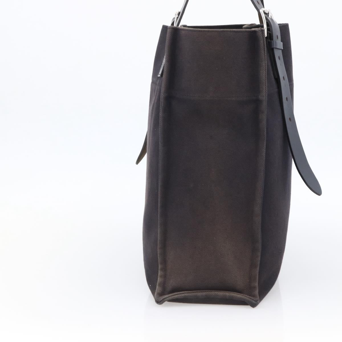 HERMES Etriviere Tote Bag Canvas Black Silver Auth bs33533