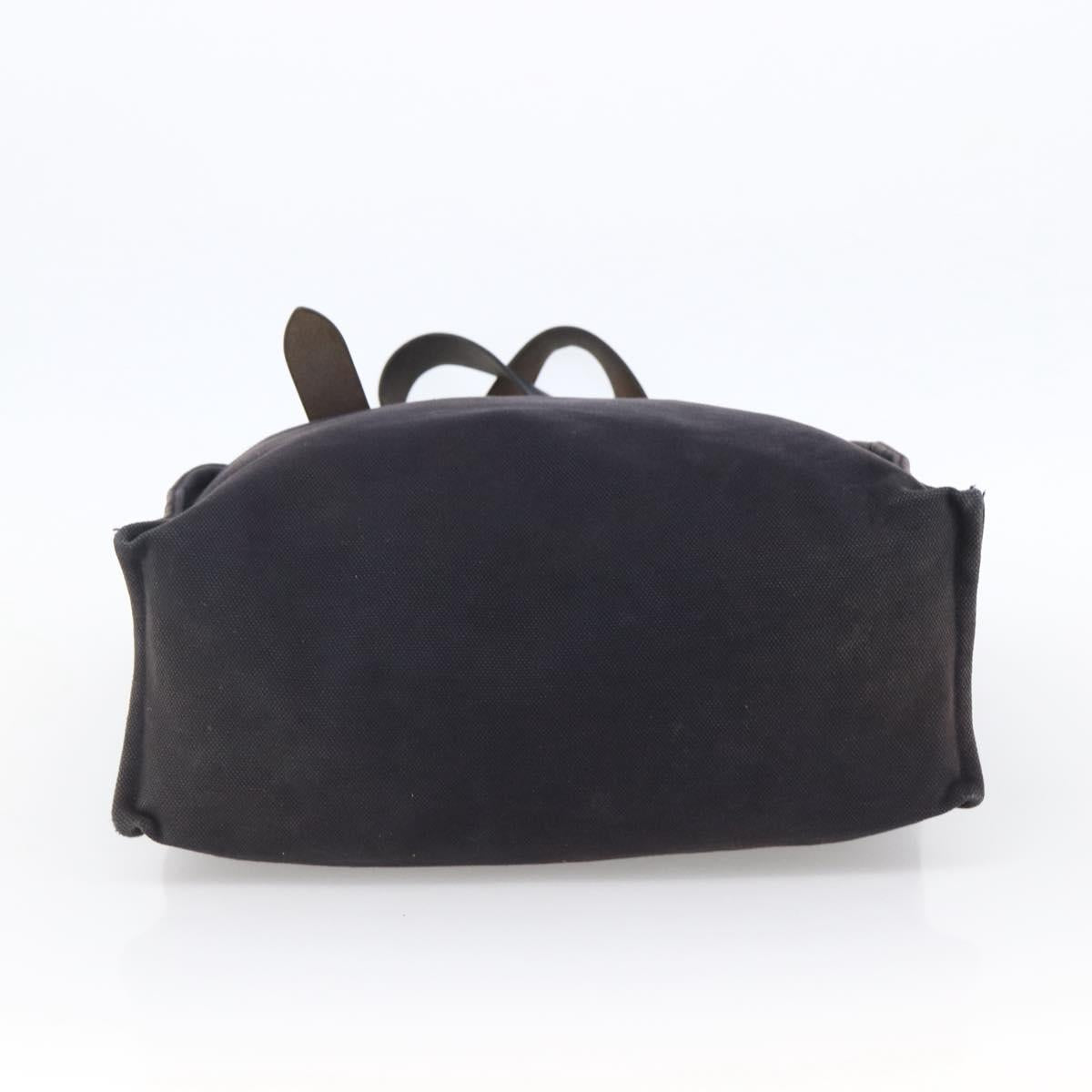 HERMES Etriviere Tote Bag Canvas Black Silver Auth bs33533