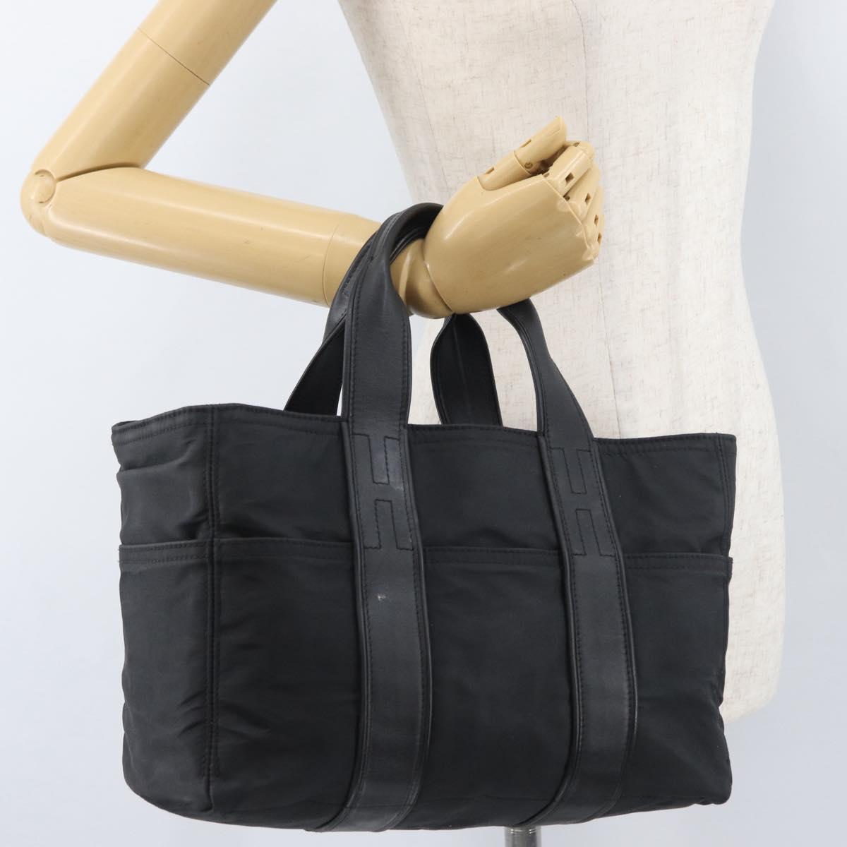 HERMES Acape Luco PM Hand Bag Nylon Black Auth bs33535