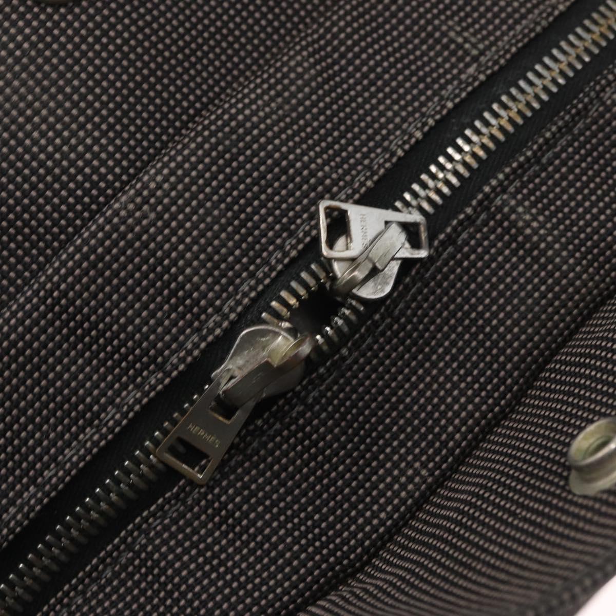 HERMES Her Line Tote MM Hand Bag Canvas Gray Silver Auth bs33537