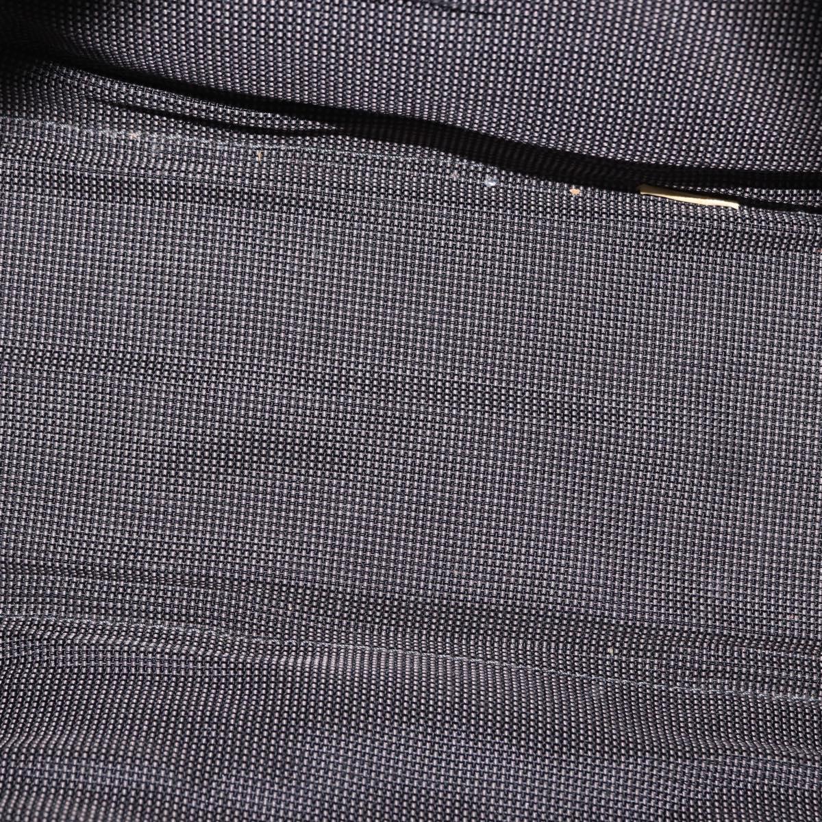 HERMES Her Line Tote MM Hand Bag Canvas Gray Silver Auth bs33537