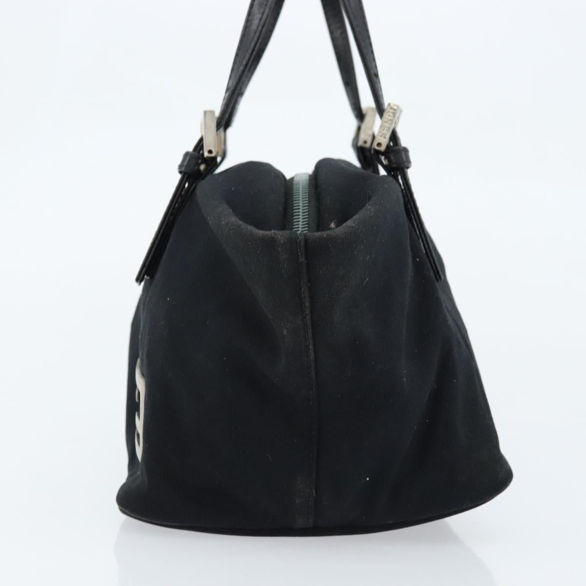 FENDI Hand Bag Nylon Black Silver Auth bs33538