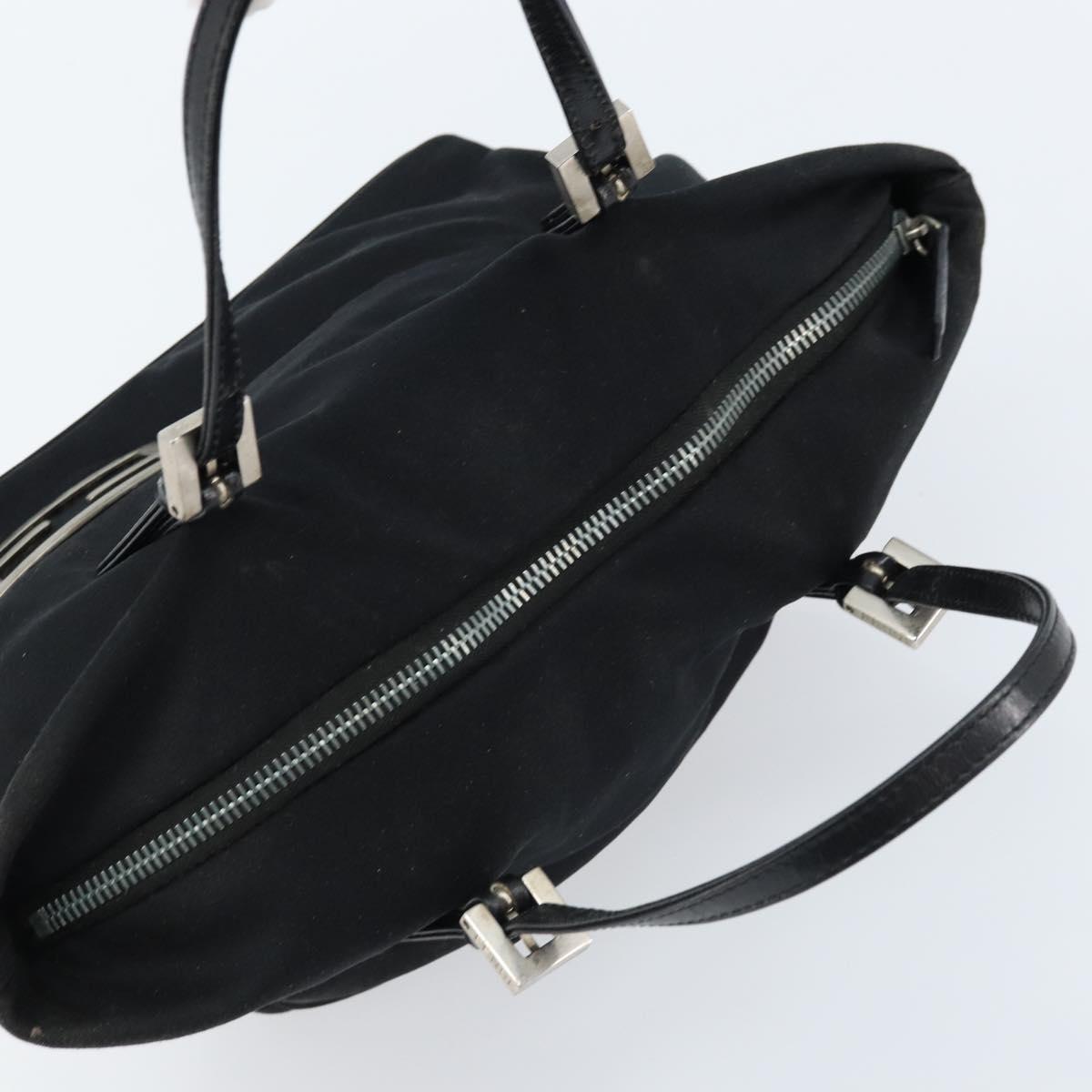 FENDI Hand Bag Nylon Black Silver Auth bs33538