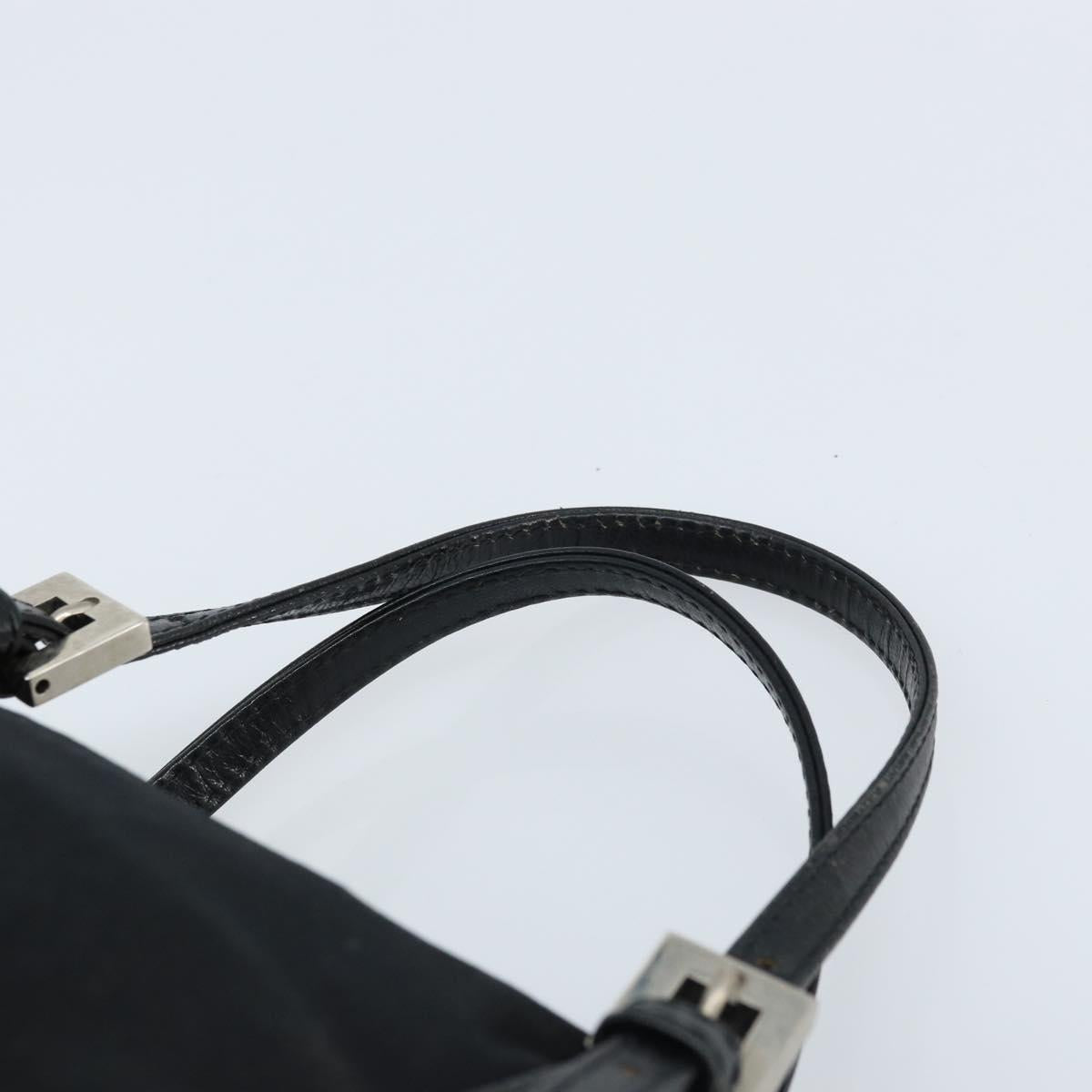 FENDI Hand Bag Nylon Black Silver Auth bs33538