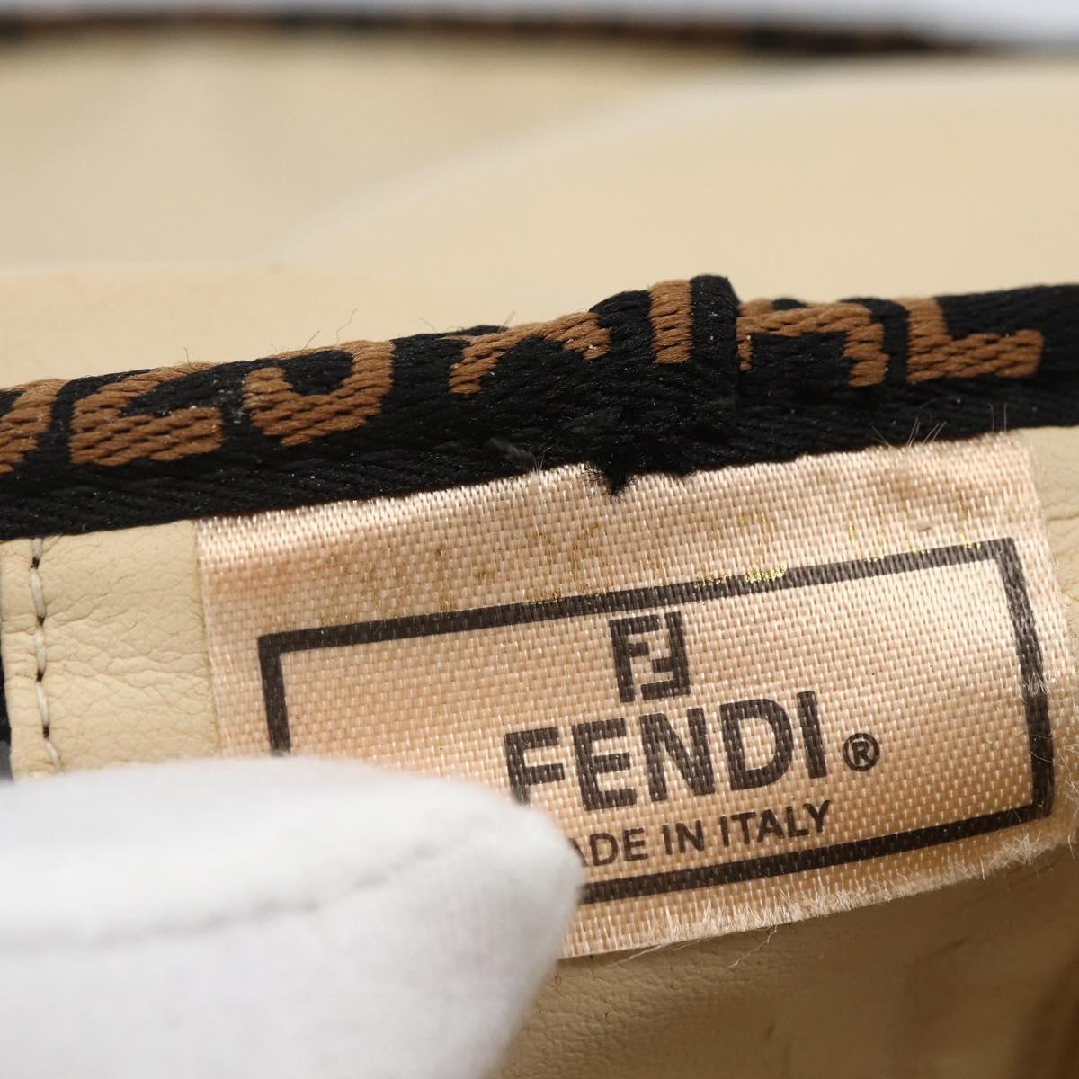 FENDI Hand Bag Canvas Black Gold Auth bs33540