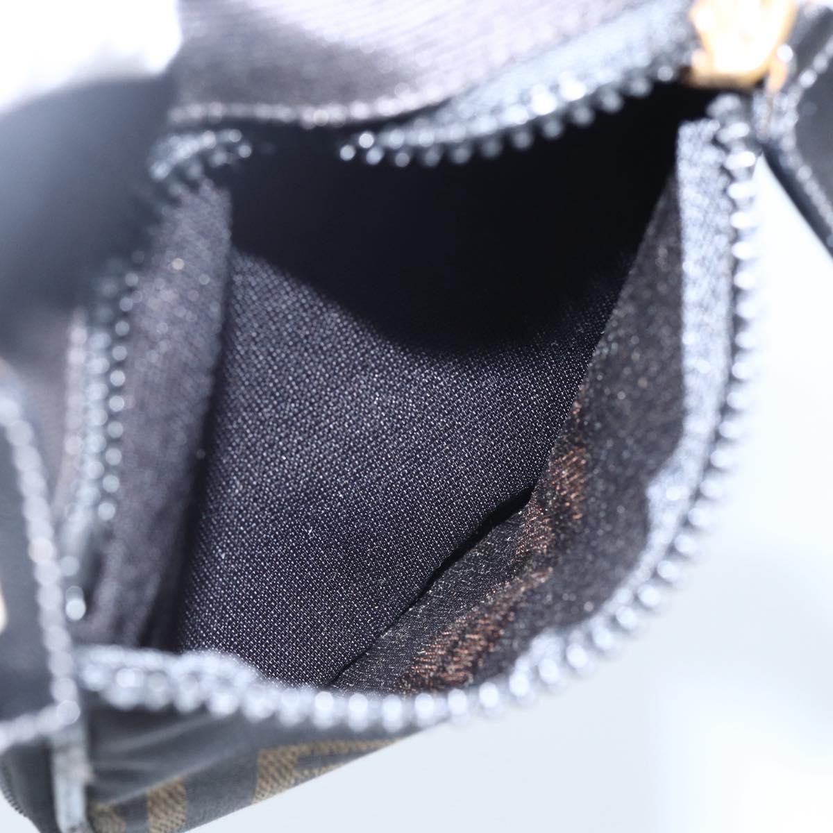 FENDI Hand Bag Canvas Black Gold Auth bs33540