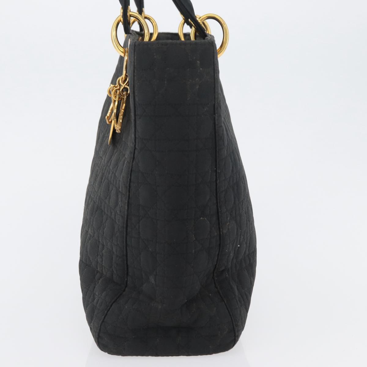 Christian Dior Canage Hand Bag Nylon Black Gold Auth bs33545