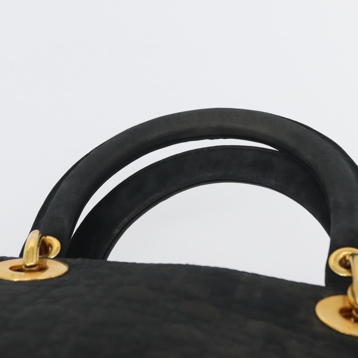 Christian Dior Canage Hand Bag Nylon Black Gold Auth bs33545