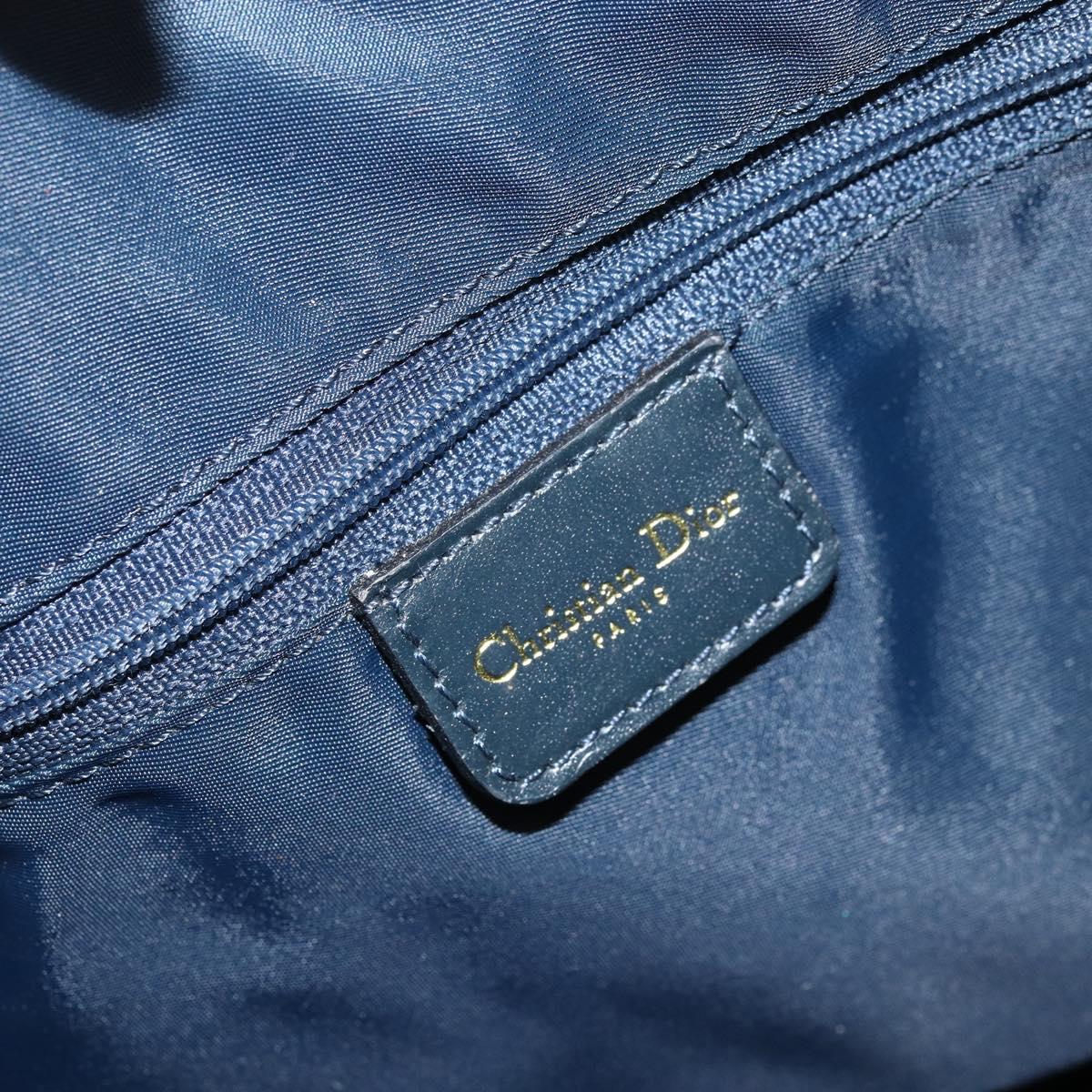 Christian Dior Trotter Canvas Boston Bag Navy Gold Auth bs33550