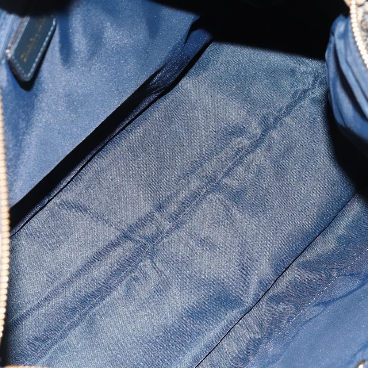 Christian Dior Trotter Canvas Boston Bag Navy Gold Auth bs33550