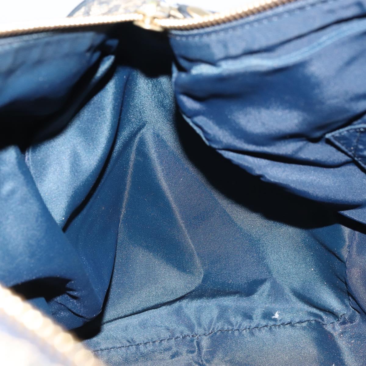 Christian Dior Trotter Canvas Boston Bag Navy Gold Auth bs33550