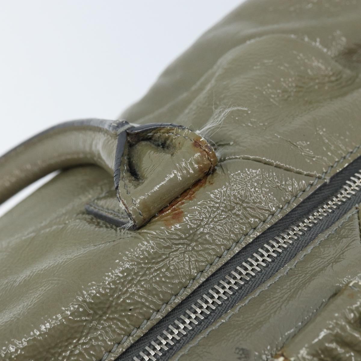 SAINT LAURENT Hand Bag Patent leather Khaki Silver 208314 Auth bs33552