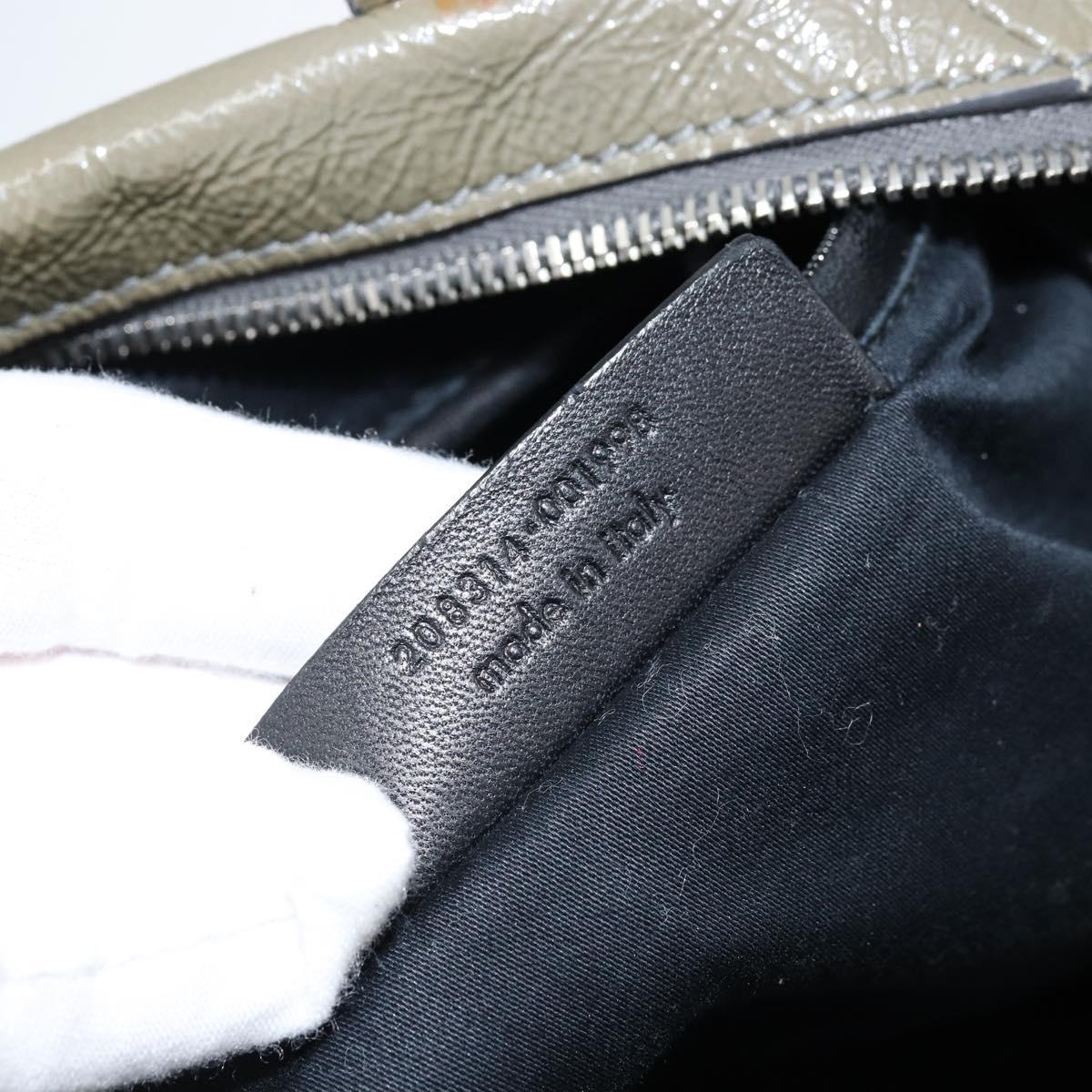 SAINT LAURENT Hand Bag Patent leather Khaki Silver 208314 Auth bs33552