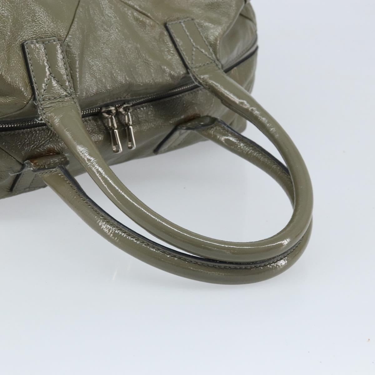SAINT LAURENT Hand Bag Patent leather Khaki Silver 208314 Auth bs33552