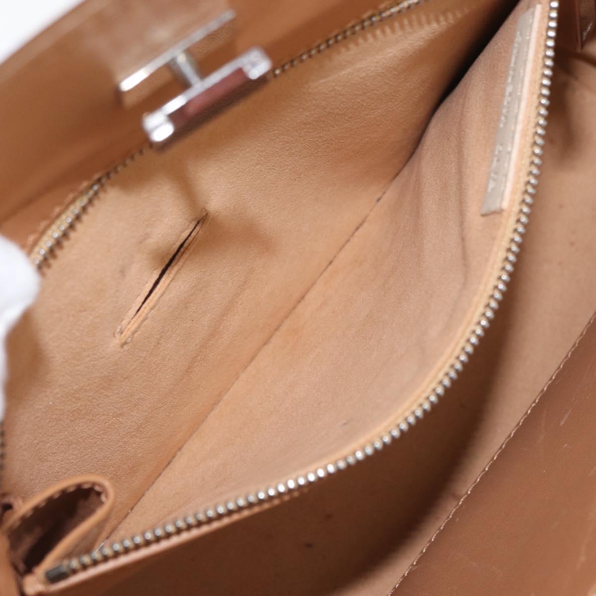 CARTIER Hand Bag Leather Beige Silver Auth bs33554