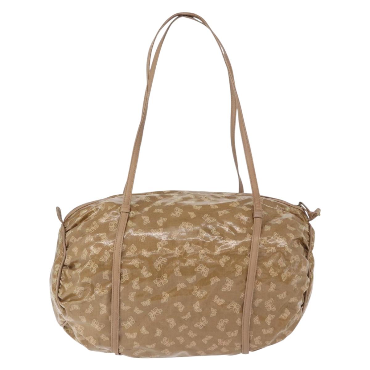 BOTTEGA VENETA Hand Bag Coated Canvas Beige Gold Auth bs33556