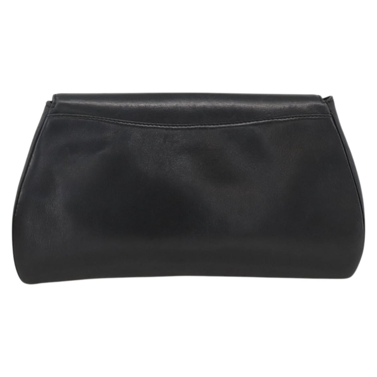 CARTIER Pouch Clutch Bag Leather set Black Gold Auth bs33557