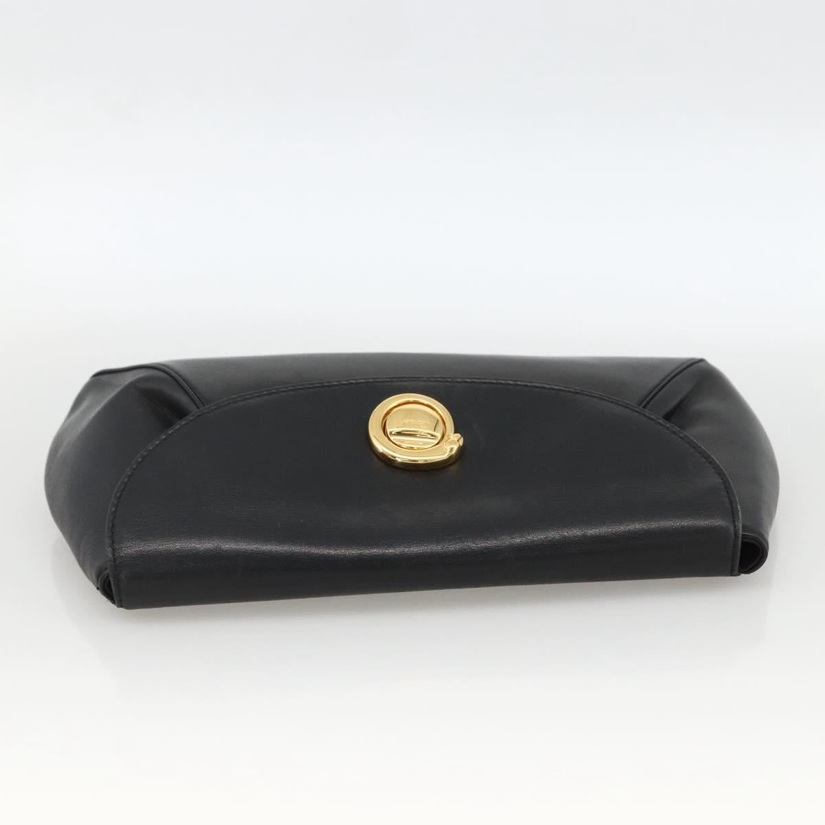 CARTIER Pouch Clutch Bag Leather set Black Gold Auth bs33557