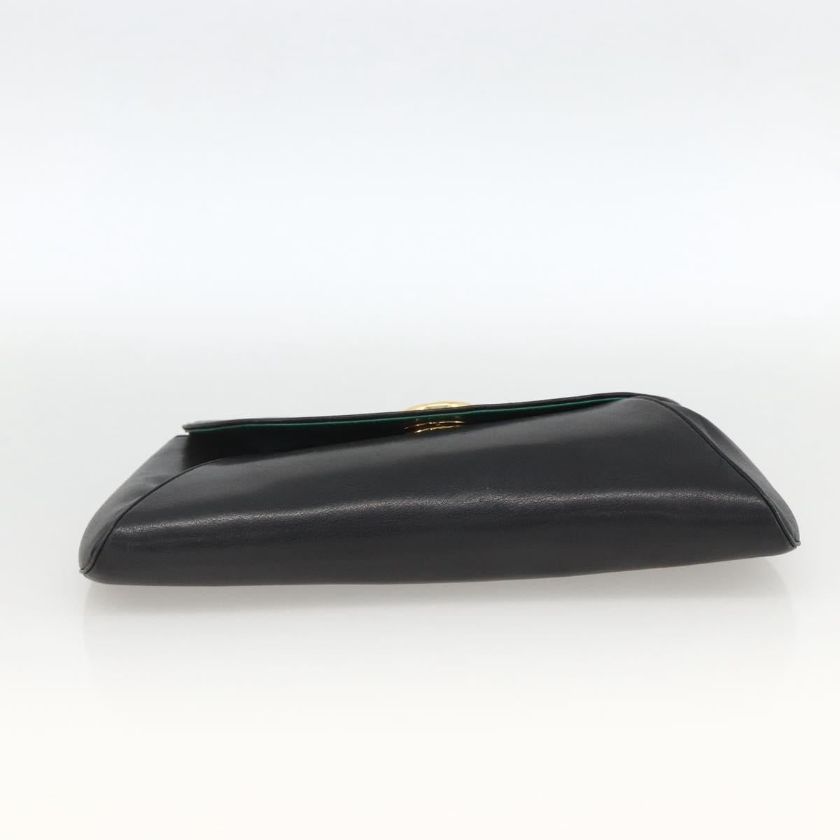 CARTIER Pouch Clutch Bag Leather set Black Gold Auth bs33557