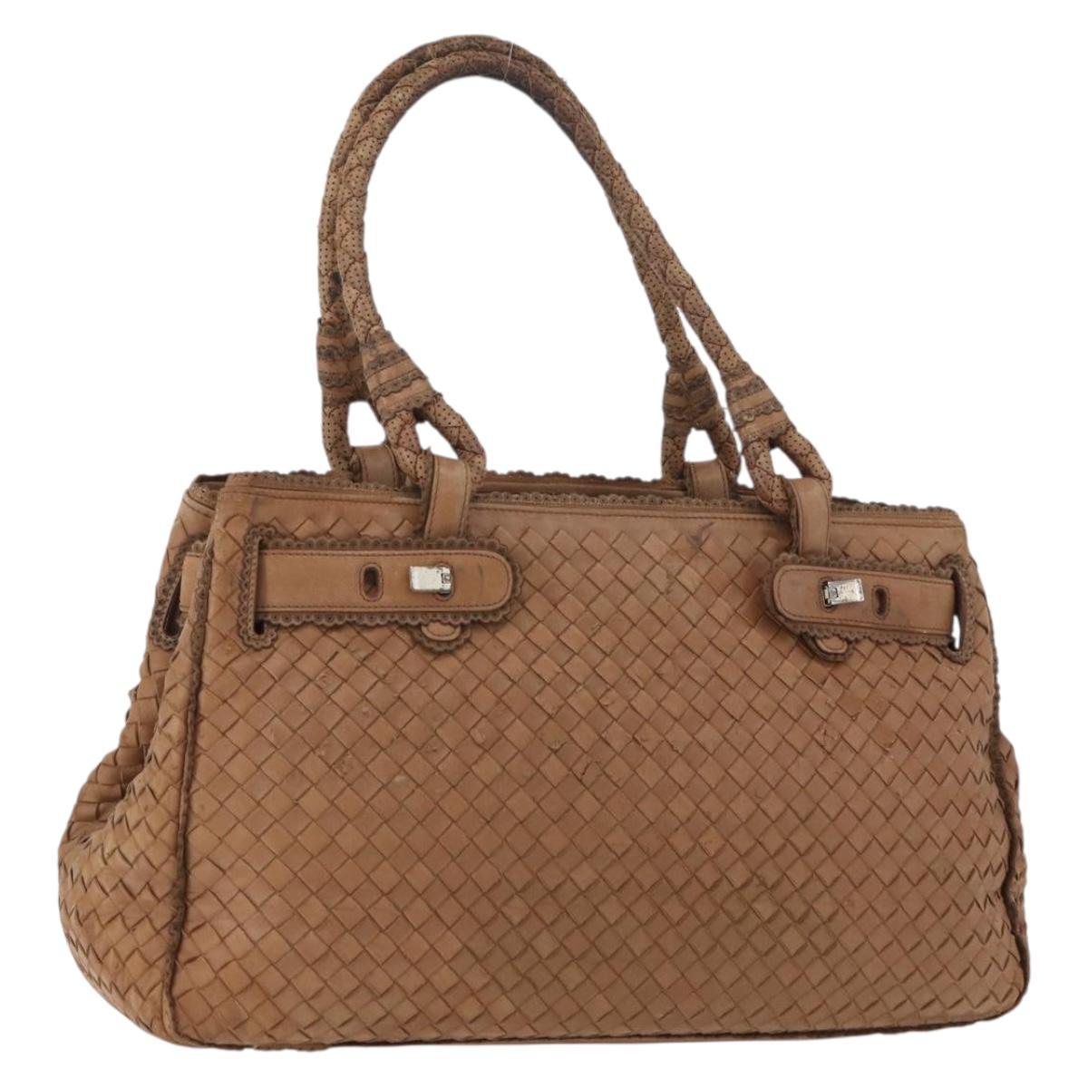 BOTTEGA VENETA Hand Bag Leather Brown Auth bs33559