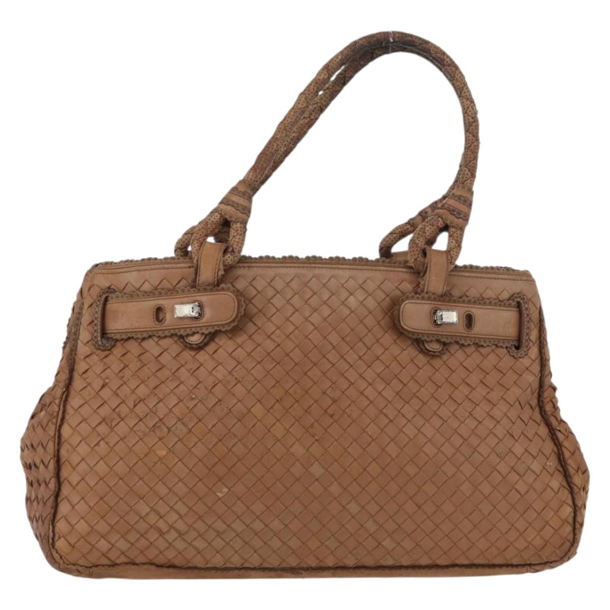 BOTTEGA VENETA Hand Bag Leather Brown Auth bs33559