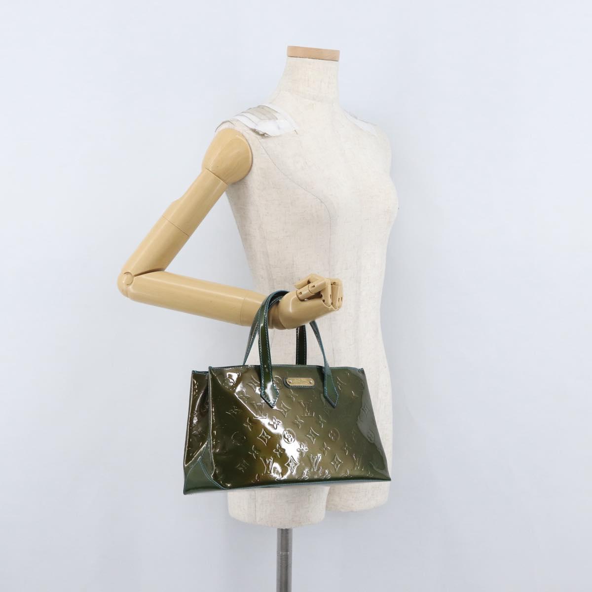 LOUIS VUITTON Monogram Vernis Wilshire PM Bag Blue Lagon M91724 LV Auth bs33564